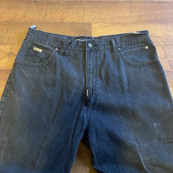 Vintage LRG Jeans Mens 40x27 Black Embroidered Baggy Hip Hop Skater Wide Leg Y2K - Picture 3 of 5